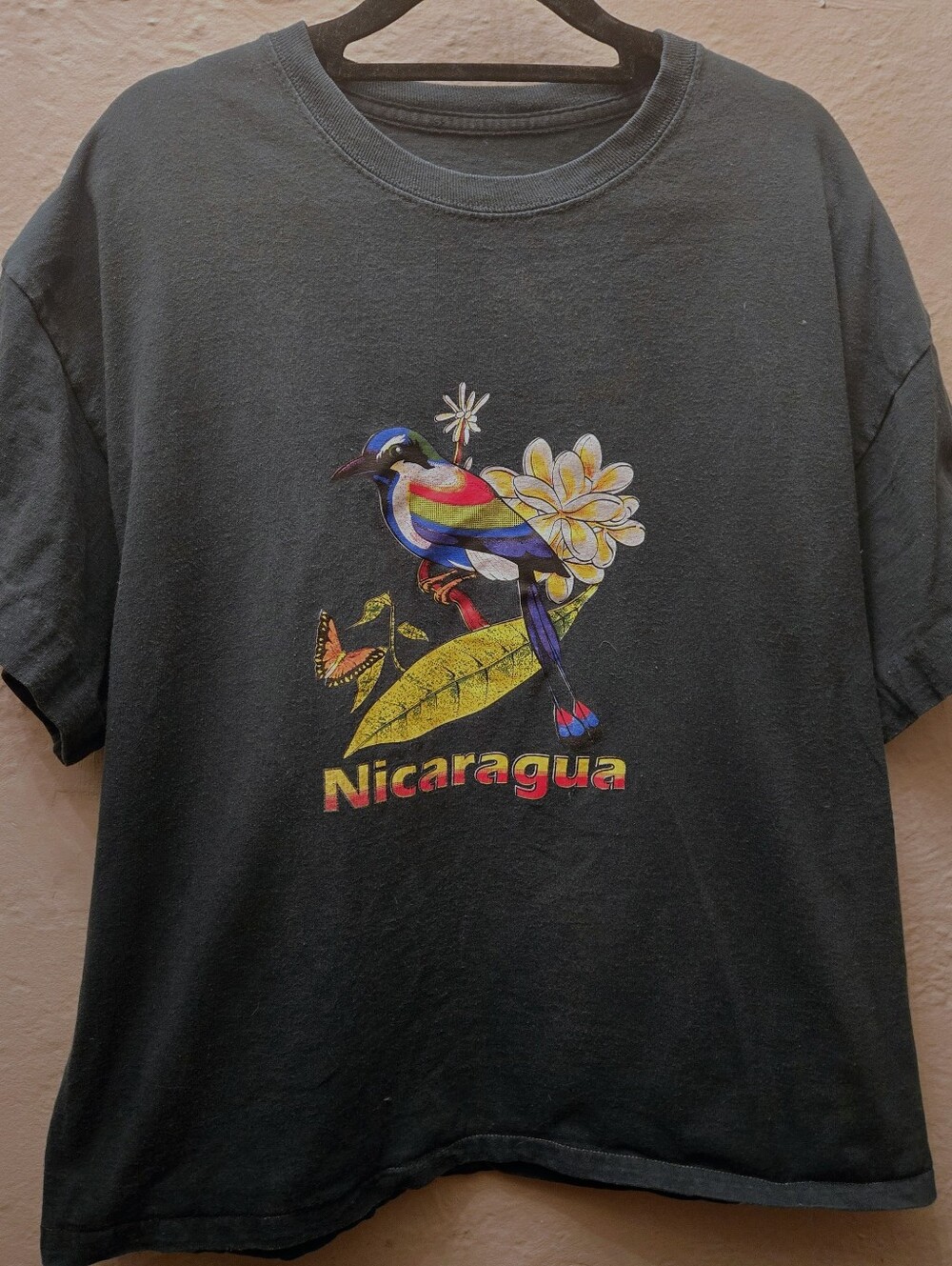 🔥3/15$ Vintage Nicaragua Bird Graphic Tee Tropical Wildlife Souvenir Shirt